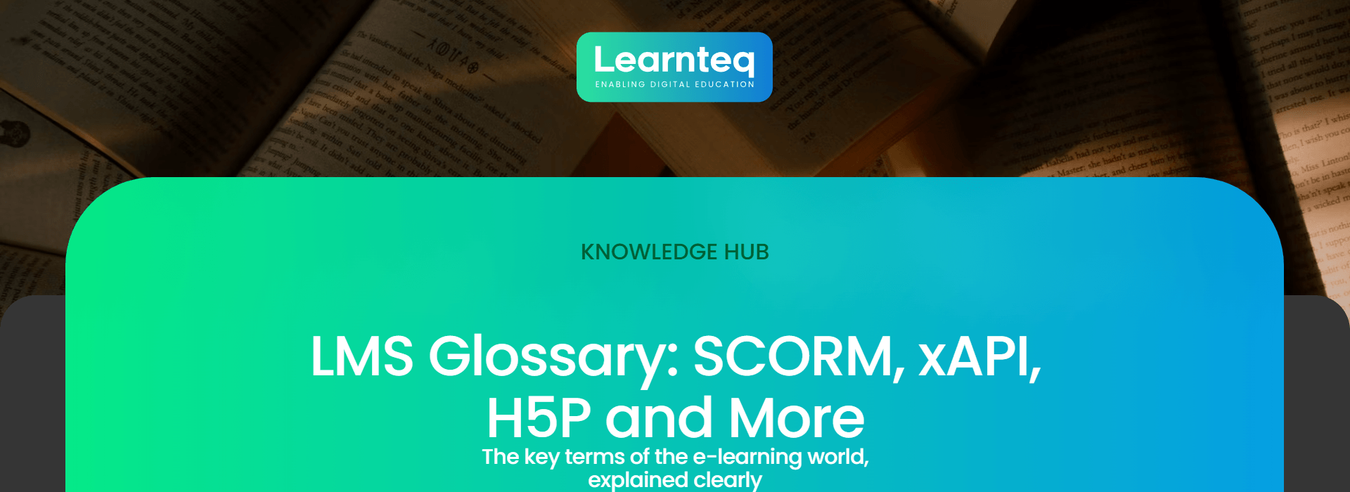 LMS glossary: open books symbolising key terms